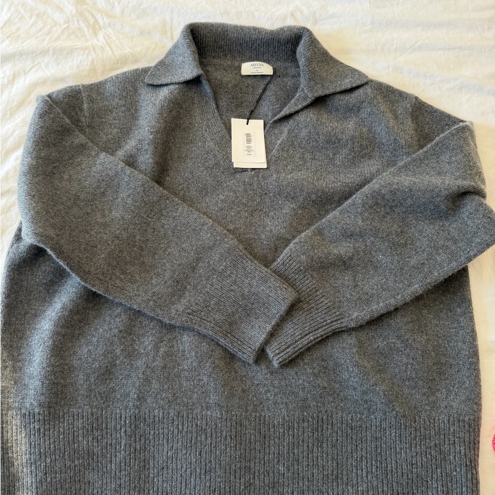 aritzia Plush Cashmere Oversized Polo Sweater